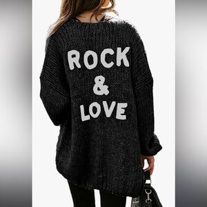 PRETTYGARDEN Open Front Knit Cardigan Sweater- Lightweight Black XL